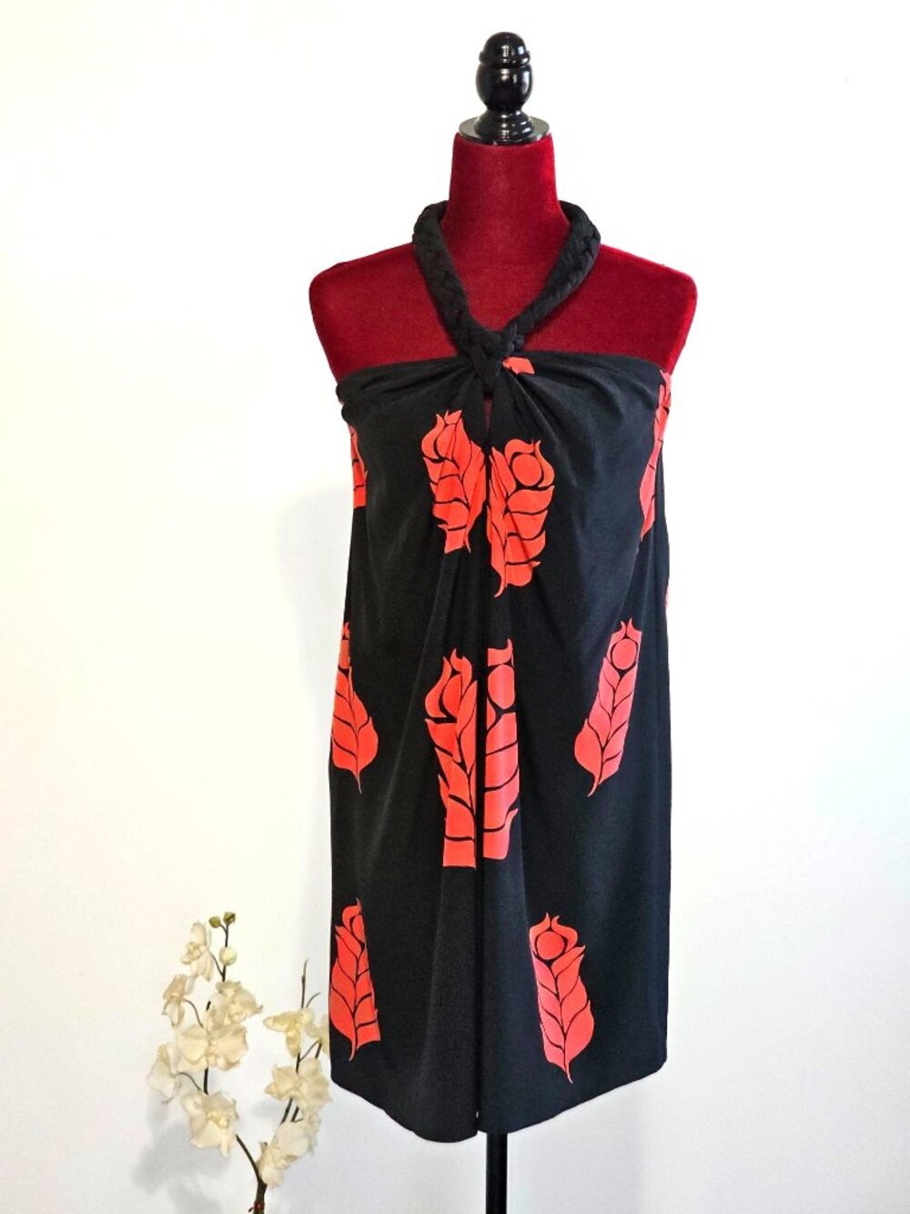 NWT Temperley London Women's Red Black Floral Silk Halter Neck Dress Size 6 2338 - Picture 2 of 13